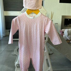 Pink Balmain onsie with the hat size 6-9 months